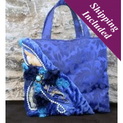 Ladies Designer Handbag in Blue Satin - Claire Ladies Designer Handbag in Blue Satin - Claire